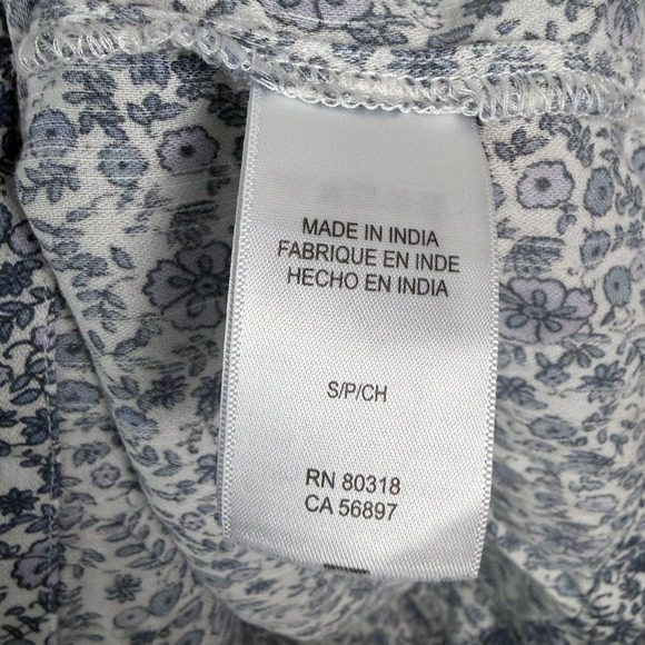 Lucky Brand Printed Flutter Sleeve Top V-Neck Soft Blue Floral Babydoll Small - Picture 8 of 12